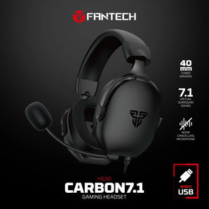 Fantech hg30 carbon 7.1 surround sound gaming headset black headsets