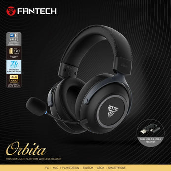 Fantech orbita whg07 2.4g bluetooth wireless gaming headset 53mm hi-fi 7.1