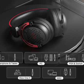 Redragon h386 diomedes usb gaming headset – 7.1 surround sound (black) headsets