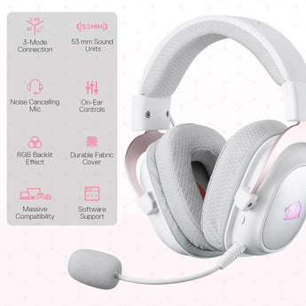 Redragon h510 pro 3-mode rgb gaming headset - 7.1 surround sound - 53mm audio