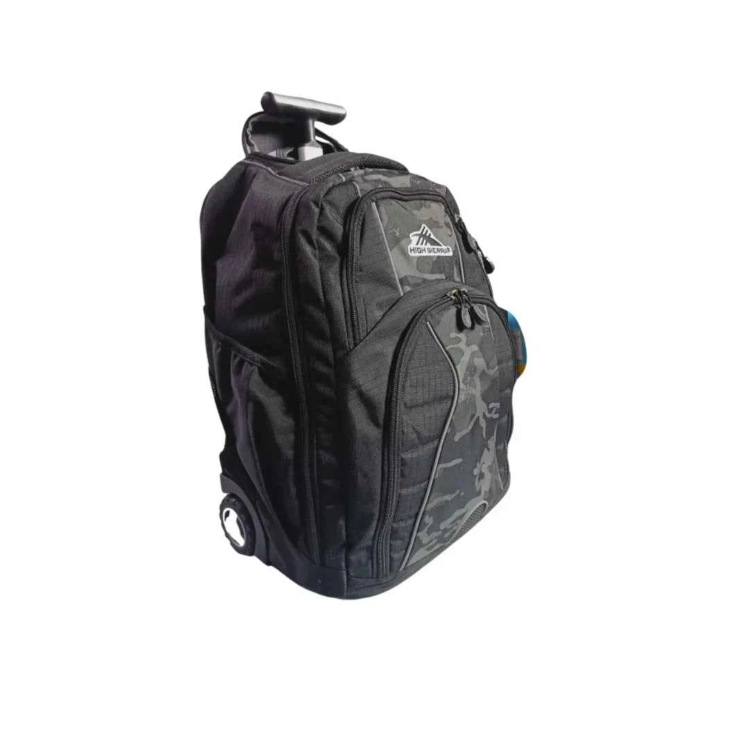 High sierra black army wheeled backpack