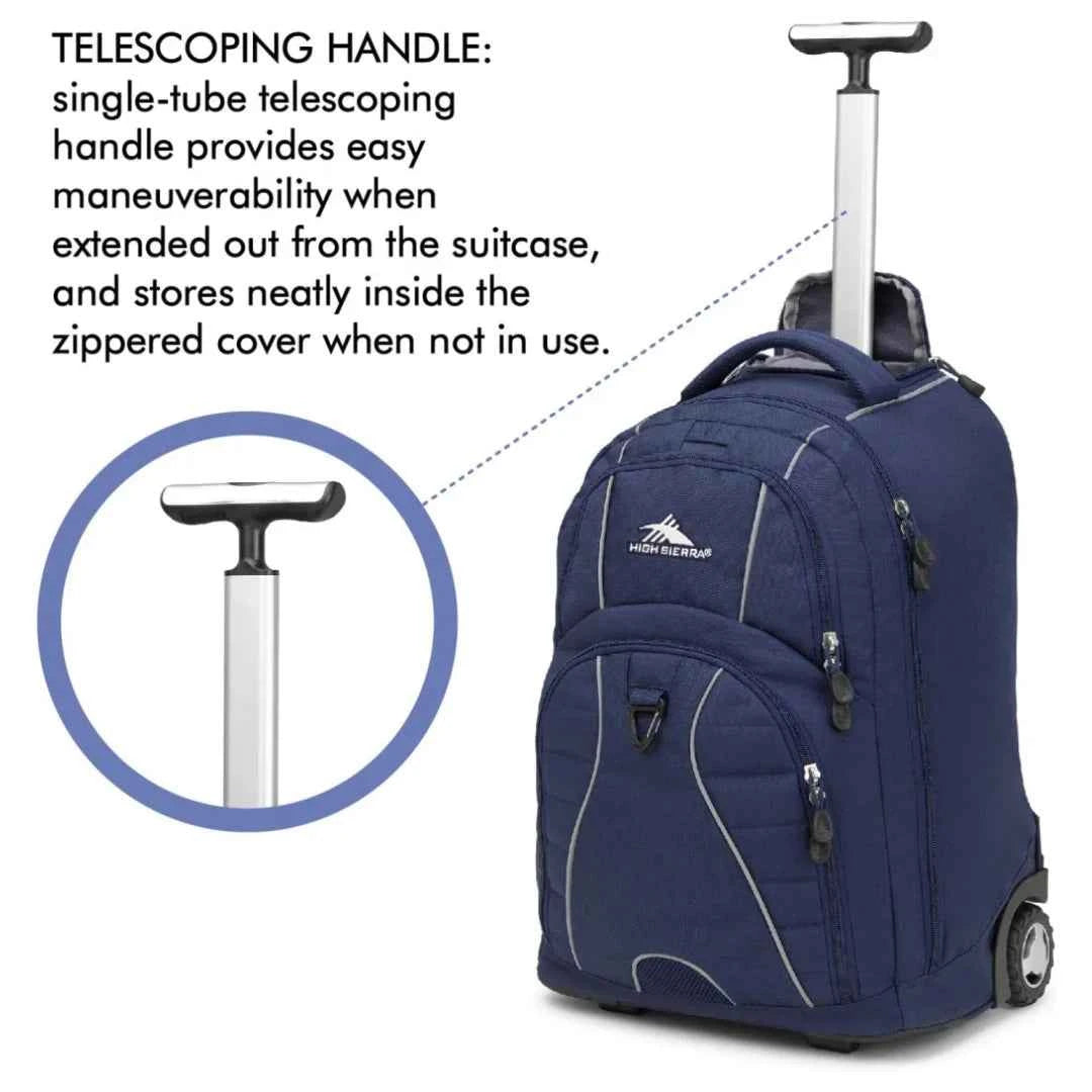 High sierra blue icon slim wheeled backpack