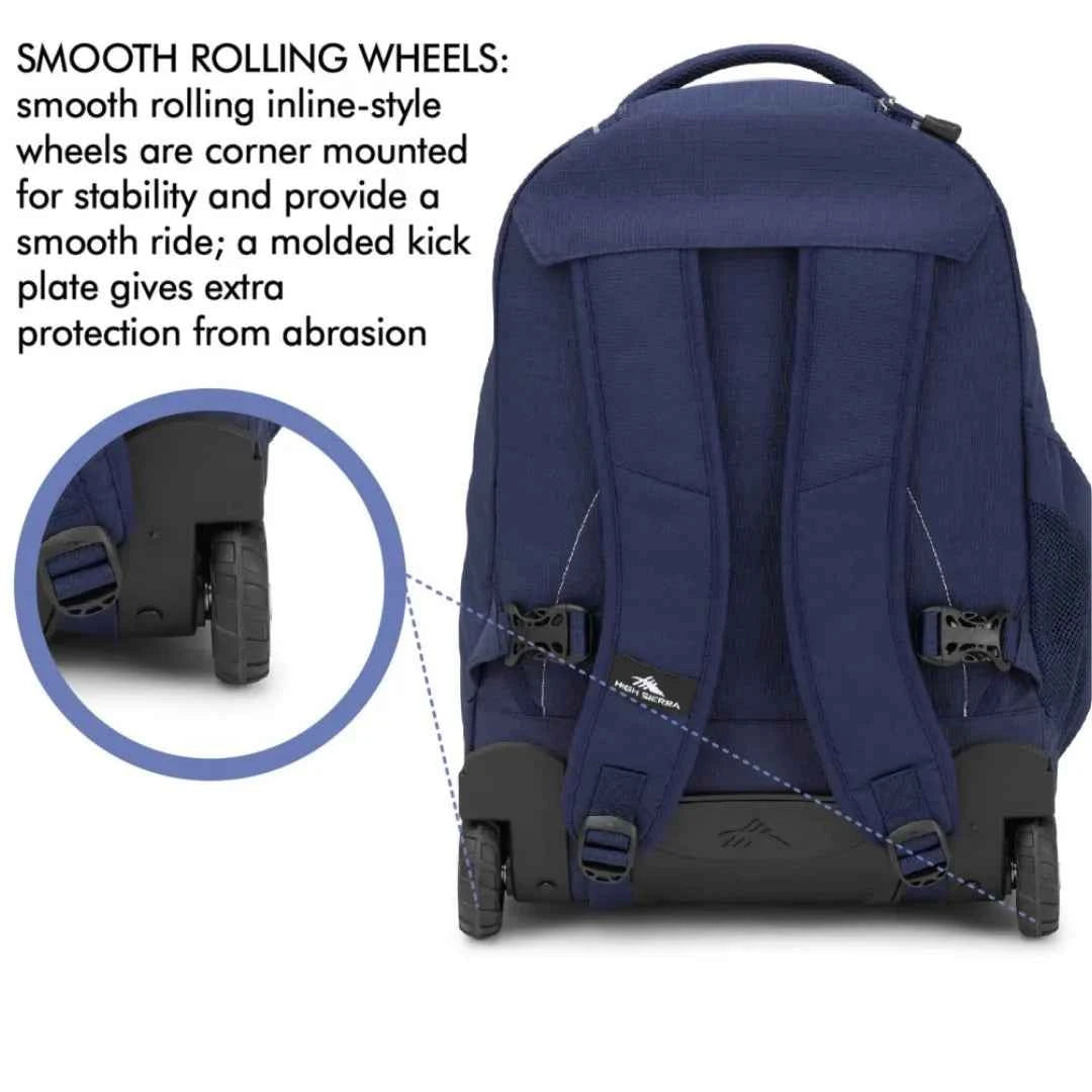 High sierra blue icon slim wheeled backpack