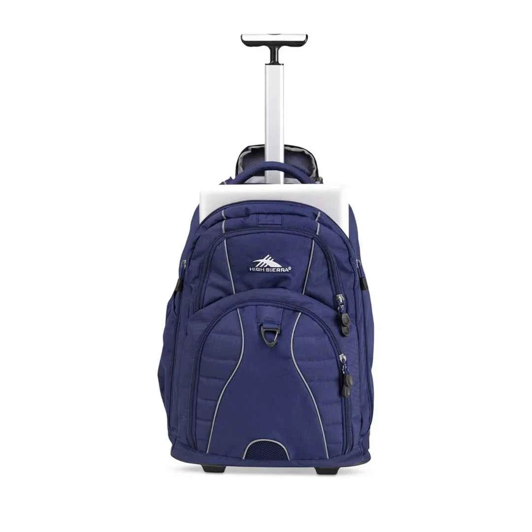 High sierra blue icon slim wheeled backpack