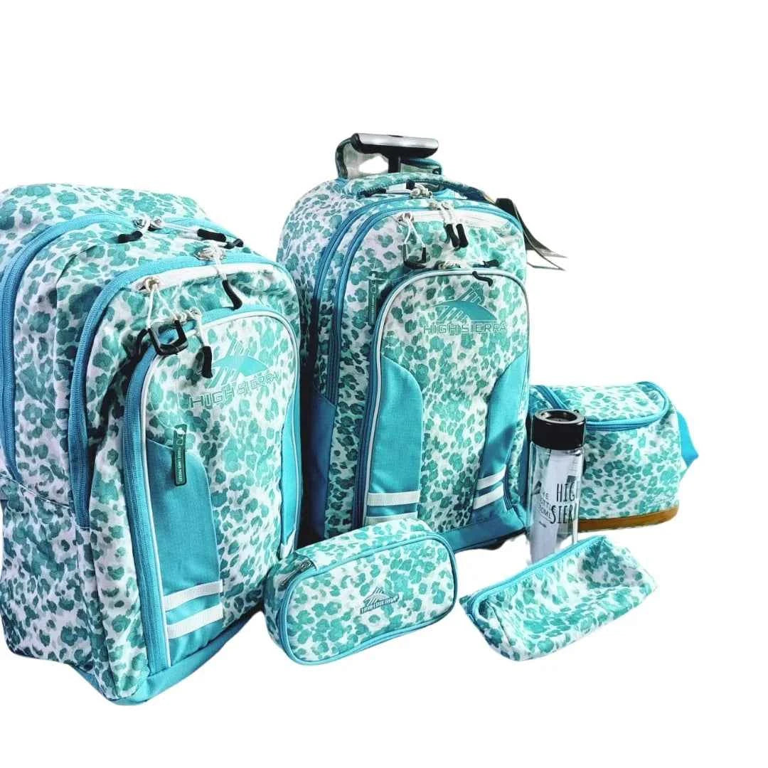 High sierra printed trolley backpack set (6 pc)