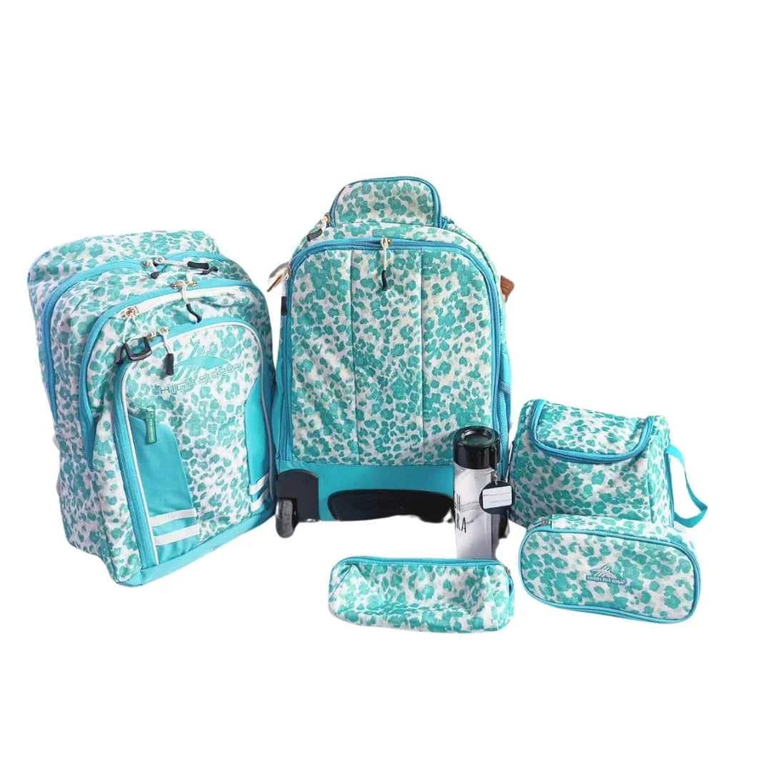 High sierra printed trolley backpack set (6 pc)