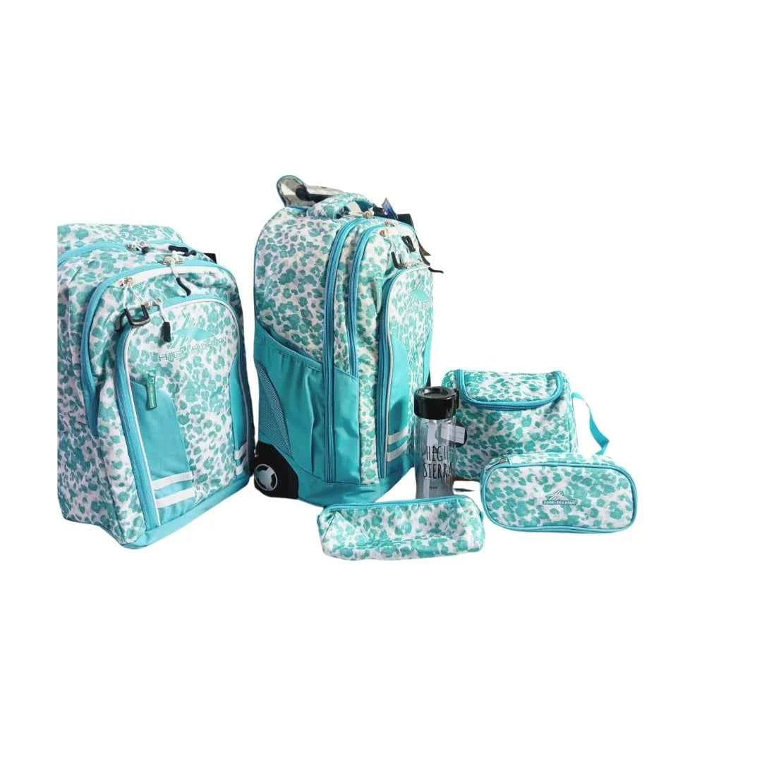 High sierra printed trolley backpack set (6 pc)
