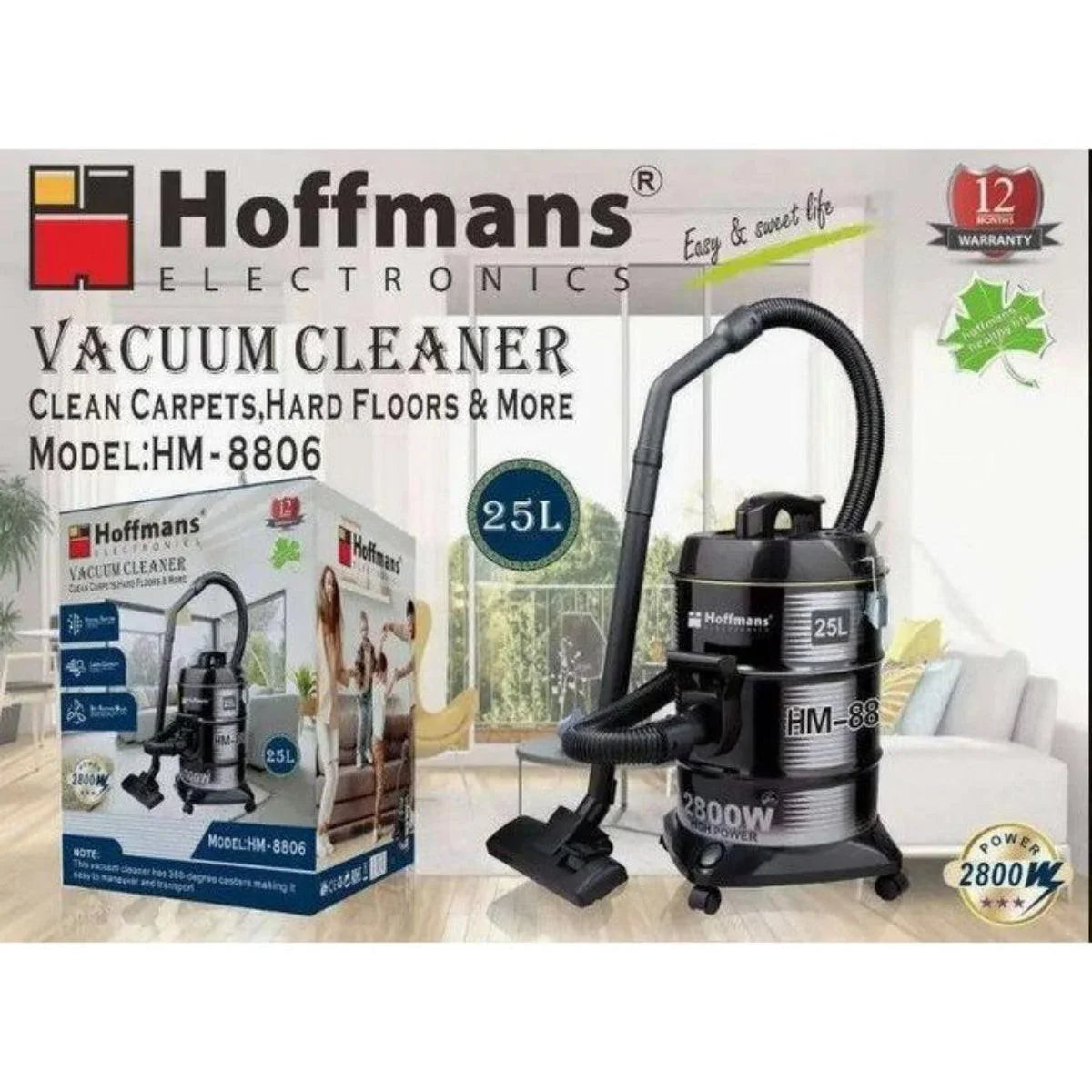 Hoffmans electric vacuum cleaner hm-8806 | 25-liter capacity. Vacuums