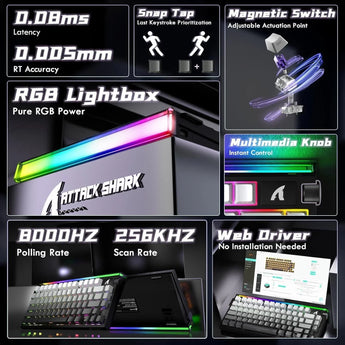 Attack shark r85he wired 75% hall effect rapid trigger mechanical rgb gaming