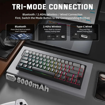 Attack shark x68 pro he wireless rapid trigger gaming keyboard with adjustable