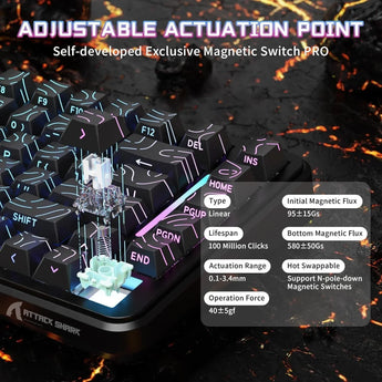 Attack shark x82 pro he wireless rapid trigger rgb mechanical gaming keyboard