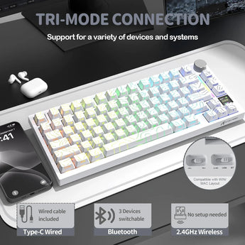 Attack shark x820 ultra 75% wireless gaming mechanical keyboard hot-swappable