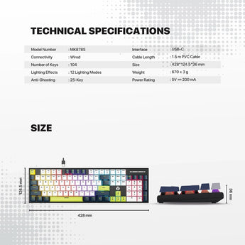 Fantech atom104s mk878s mechanical gaming keyboard mori edition white keyboards