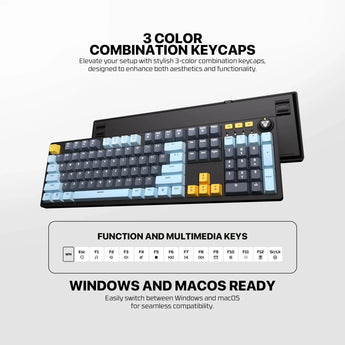 Fantech atom107s mk893s mechanical gaming keyboard mizu edition navy blue