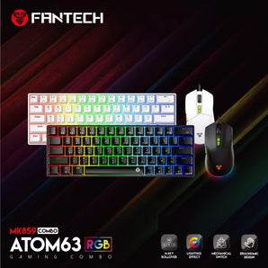 Fantech atom63 mk859c mechanical gaming keyboard & mouse arabic/english