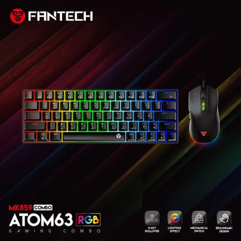 Fantech atom63 mk859c mechanical gaming keyboard & mouse arabic/english