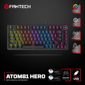 Fantech hero mk875v2 gaming keyboard rgb (ps5 - ps4 - pc) keyboards
