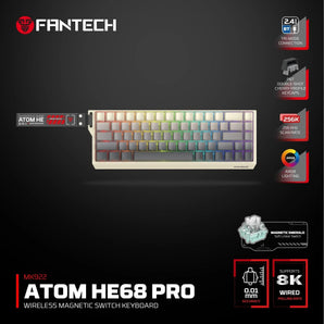 Fantech keyboard atom he68 mk922 magnetic switch – retro beige keyboards
