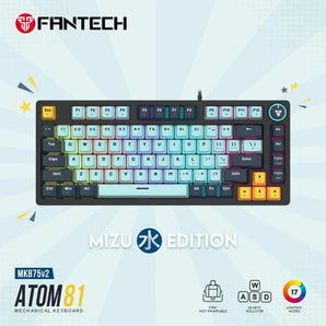 Fantech mk875v2 atom 81 rgb mechanical gaming keyboard mizu edition sky blue