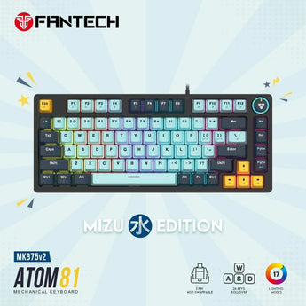 Fantech mk875v2 atom 81 rgb mechanical gaming keyboard mizu edition sky blue