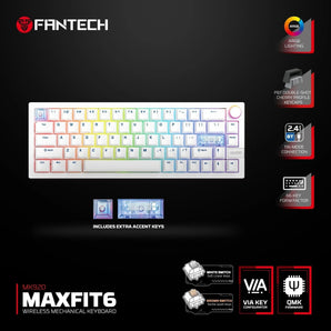 Fantech mk920 maxfit6 wireless mechanical gaming keyboard white keyboards