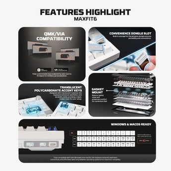 Fantech mk920 maxfit6 wireless mechanical gaming keyboard white keyboards