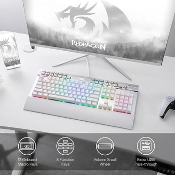 Redragon k550 rgb gaming keyboard 104 keys + 12 macro g keys wired mechanical