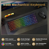 Redragon k688 wireless mechanical keyboard 3 mode gasket mounted rgb gaming