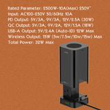 LDNIO 2m Tower Extension Lead with 6 Sockets 4 USB Slots & Wireless Charger UK