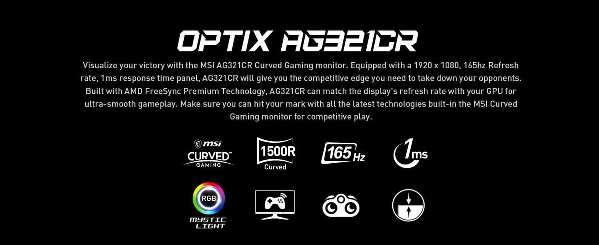 Msi optix ag321cr 32’’ curved 1500r full hd 165hz 1ms - pc hardware