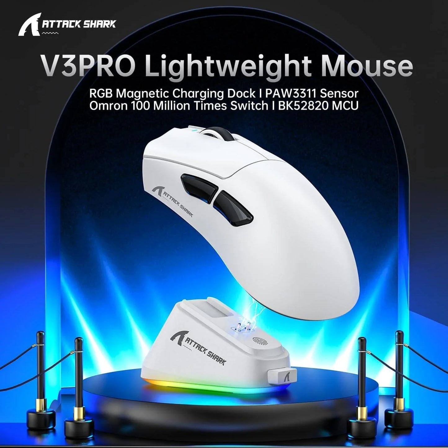 Attack shark v3pro wireless esports gaming mouse with magnetic charging