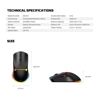 Fantech wg7v2 crypto ii wireless gaming mouse white mice & trackballs