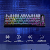 Redragon k673 gb 75% wireless gasket rgb gaming keyboard 3-modes 81 keys pbt