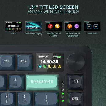Redragon k724 pro wireless gasket gaming keyboard w/hype screen & knob 81-key
