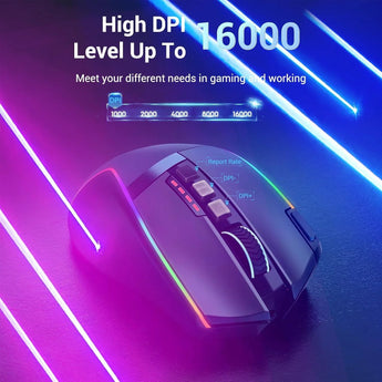Redragon m915wl wireless gaming mouse ergonomic mouse 16000 dpi with rapid