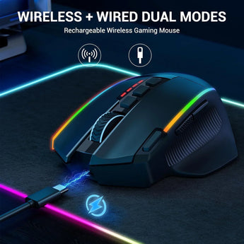 Redragon m915wl wireless gaming mouse ergonomic mouse 16000 dpi with rapid