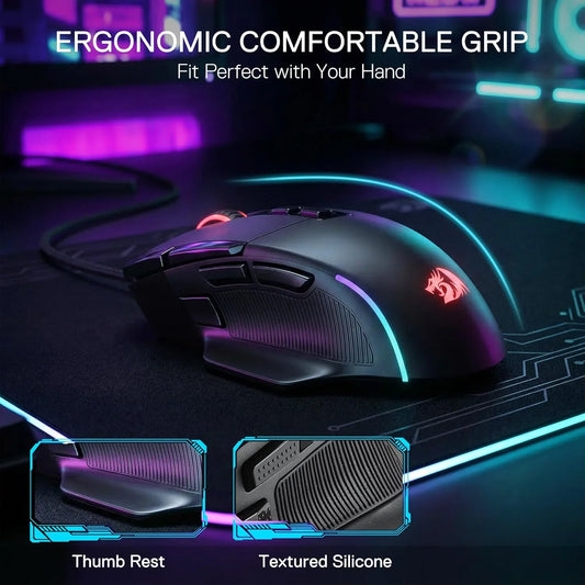 Redragon m925 wired gaming mouse 24,000 max dpi optical gaming mouse with 10