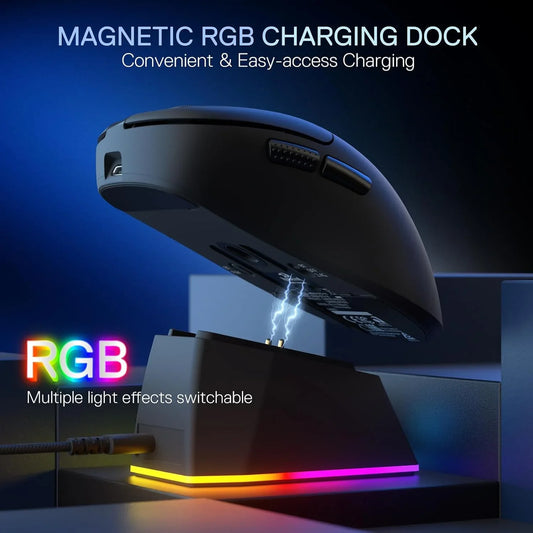 Redragon m998 lightweight wireless gaming mouse with rgb magnetic charging dock