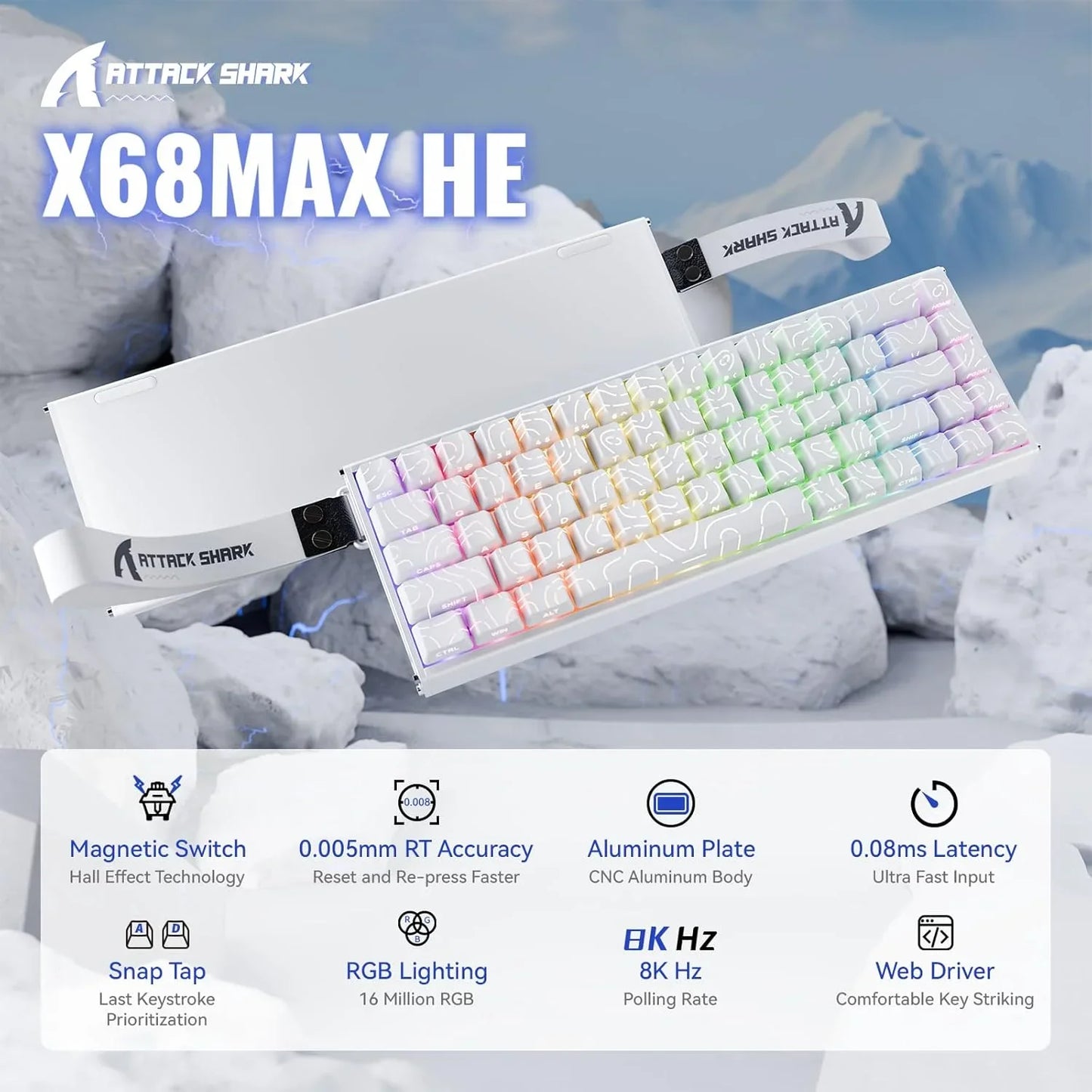 Attack shark x68max he wired rapid trigger mechanical creamy tkl rgb gaming