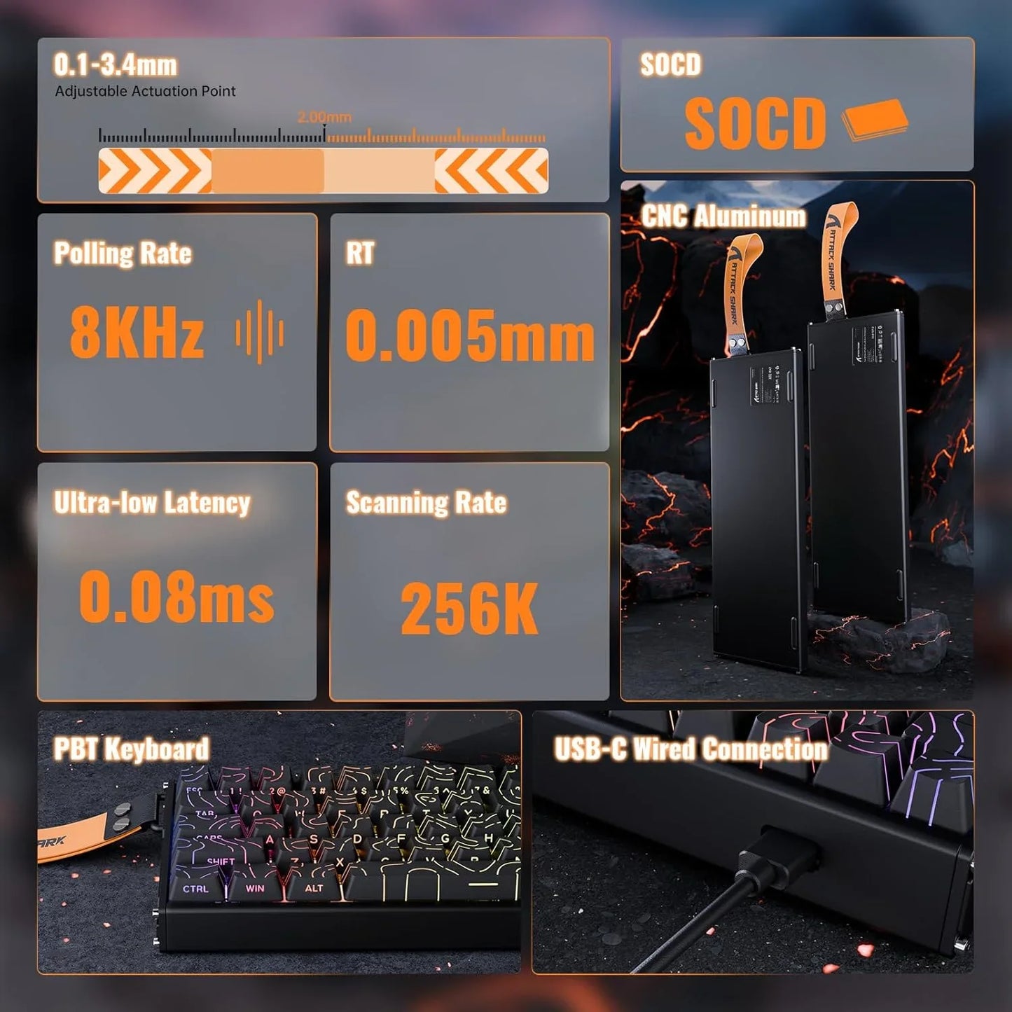Attack shark x68max he wired rapid trigger mechanical creamy tkl rgb gaming