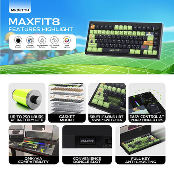 Fantech mk921 maxfit8 qmk mechanical keyboard pink keyboards