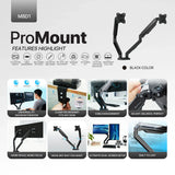 Fantech workstation mbd1 dual-arm monitor mount 90 degree for 13’’ to 32’’