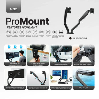 Fantech workstation mbd1 dual-arm monitor mount 90 degree for 13’’ to 32’’