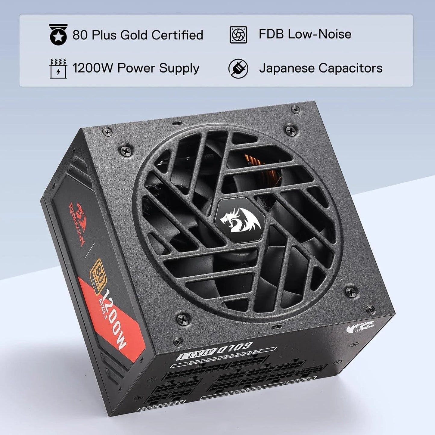 Redragon rgms-1200w pro 80+ gold 1200 watt power supply w/upgraded atx 3.1 &