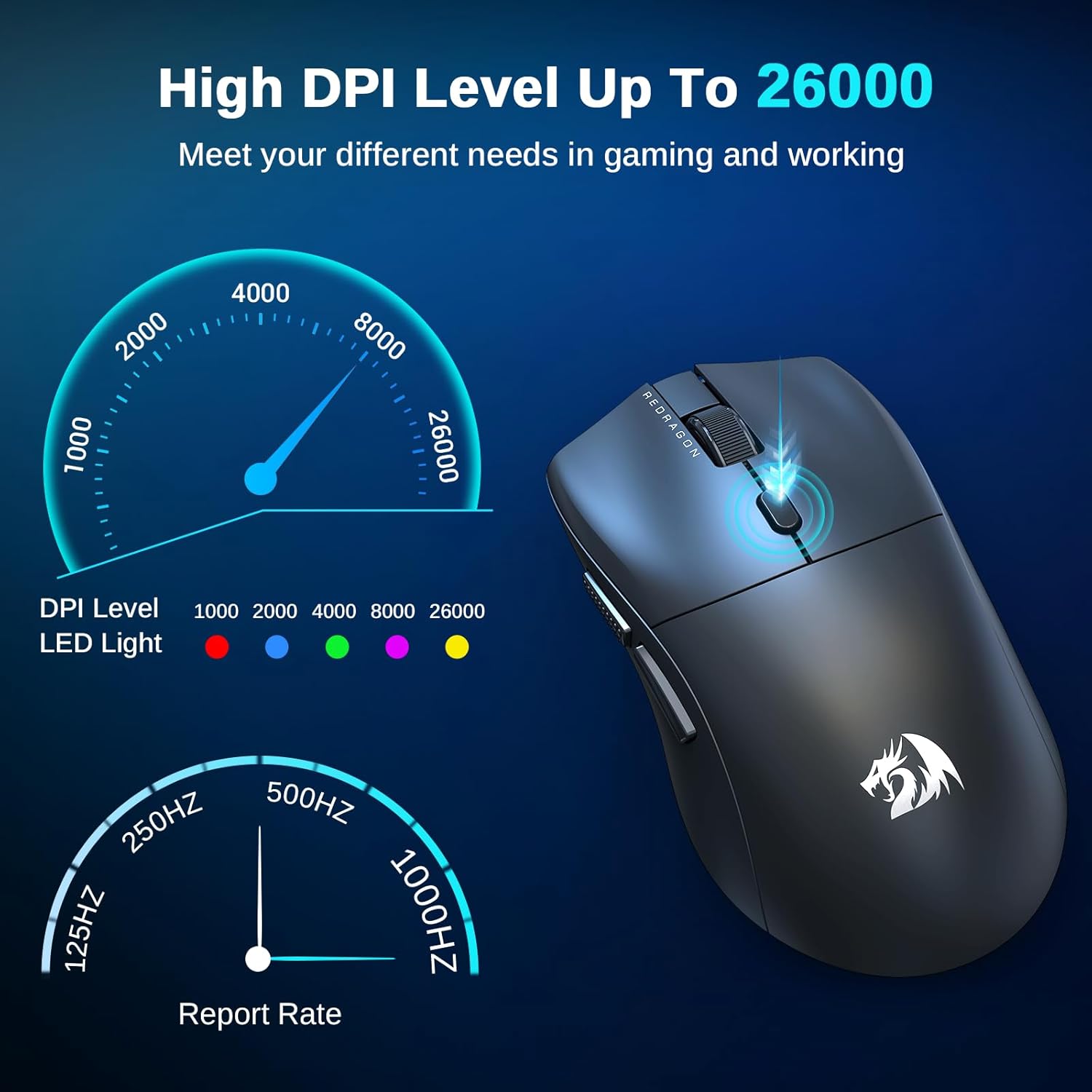 Redragon 44g ultra-light 8k polling rate 26000 dpi gaming mouse