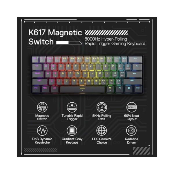 Redragon fizz k617ggb magnetic switch rapid trigger gaming keyboard