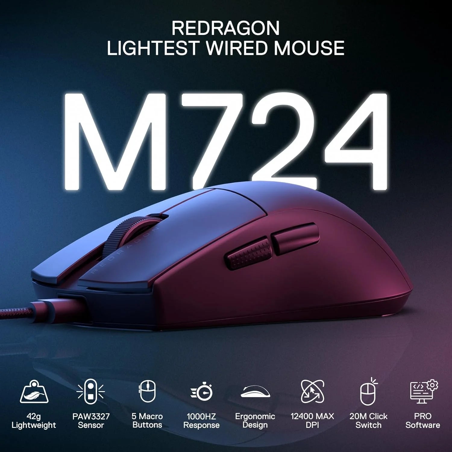 Redragon m724 wired gaming mouse