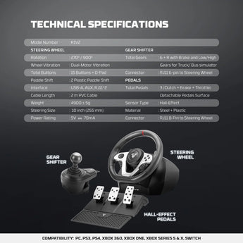 Fantech r1v2 racing steering wheel | dual-motor vibration | 270° / 900°