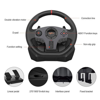 Pxn v900 gaming steering wheel with linear pedals
