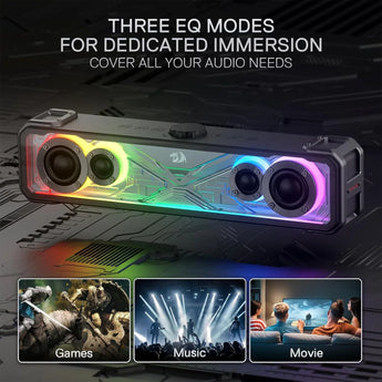 Redragon gs817 rgb desktop soundbar 2.0 channel stereo speakers for desktop
